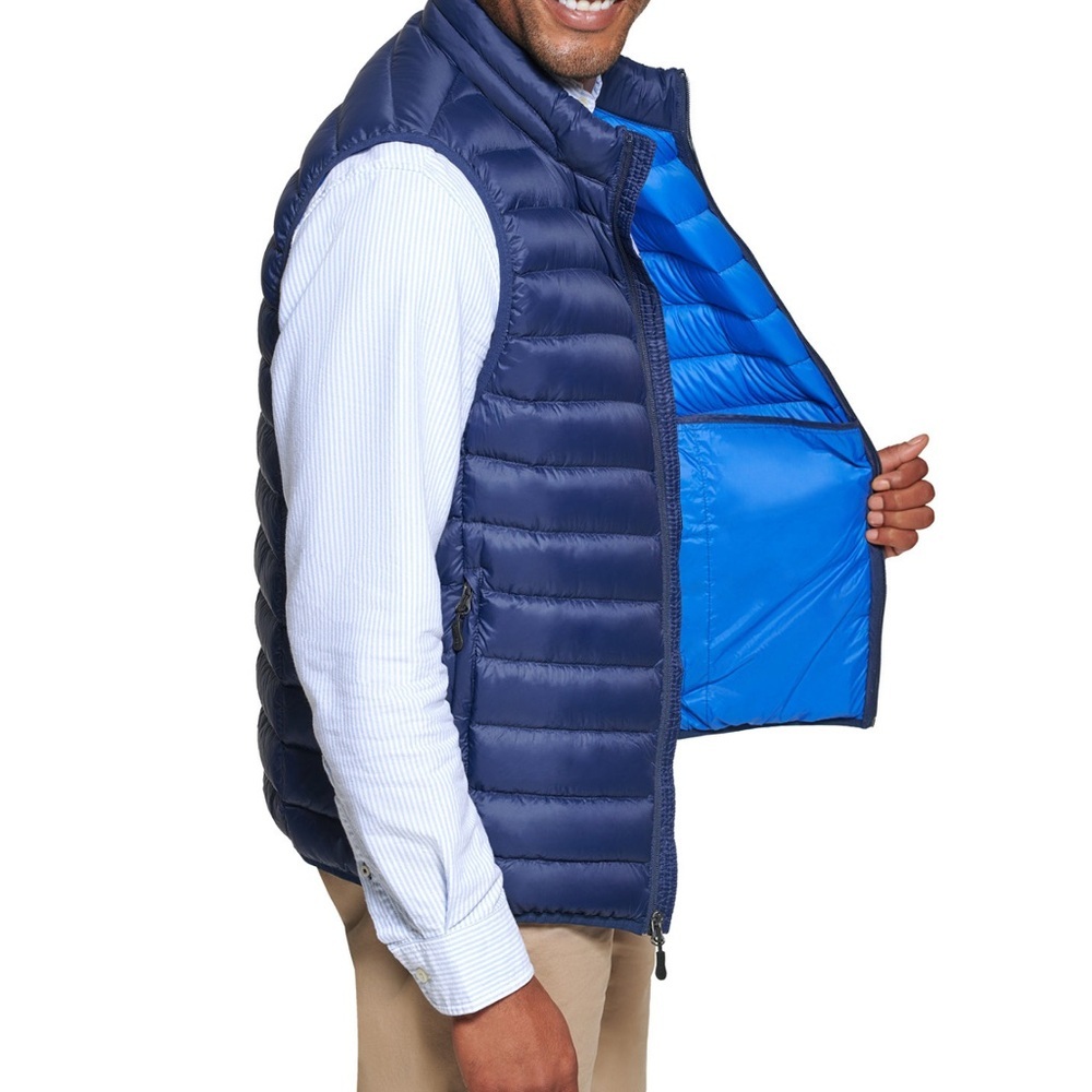 Club Room Men's Packable Vest Navy Blue Full Zip Lightweight Size L Travel